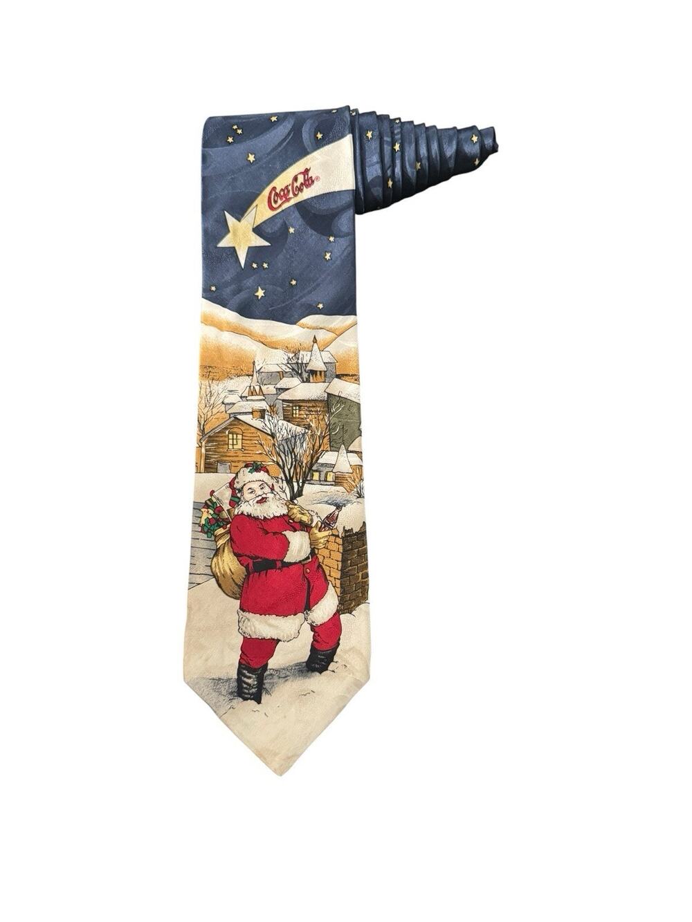 Van Heusen Men’s Christmas Coca-Cola Santa Claus Shooting Star Silk Necktie